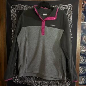 Columbia Cozy Gray and Pink Turtleneck Sweater